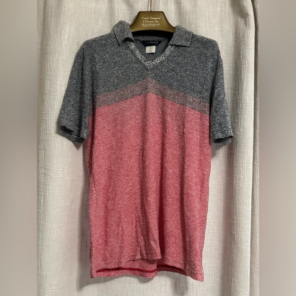 Diesel Men's Gray and Pink Polo Shirt
